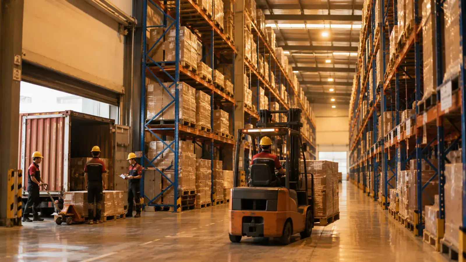 Hoạt động bốc xếp hàng hóa trong kho logistics